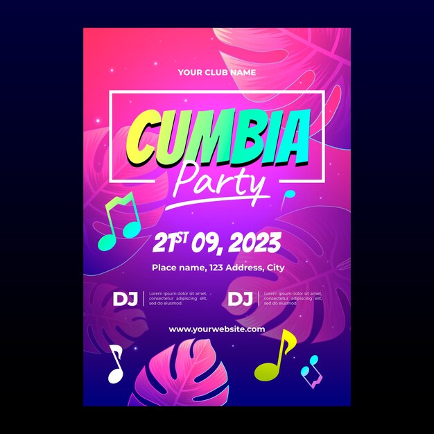 Gradient cumbia  party poster template