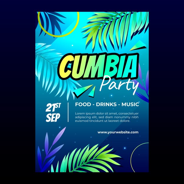 Шаблон плаката вечеринки с градиентом кумбия