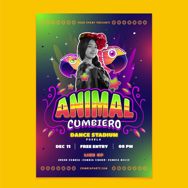 Free vector gradient cumbia  party poster template