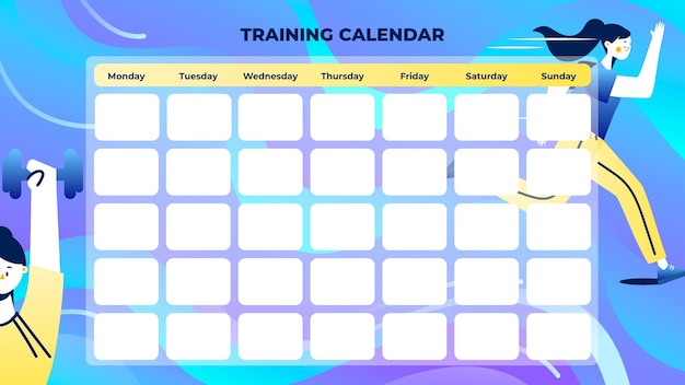 Vettore gratuito calendario di allenamento con gradiente carino