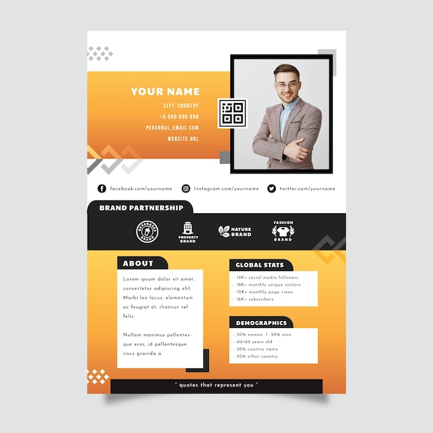 Vettore gratuito design del modello cv gradiente