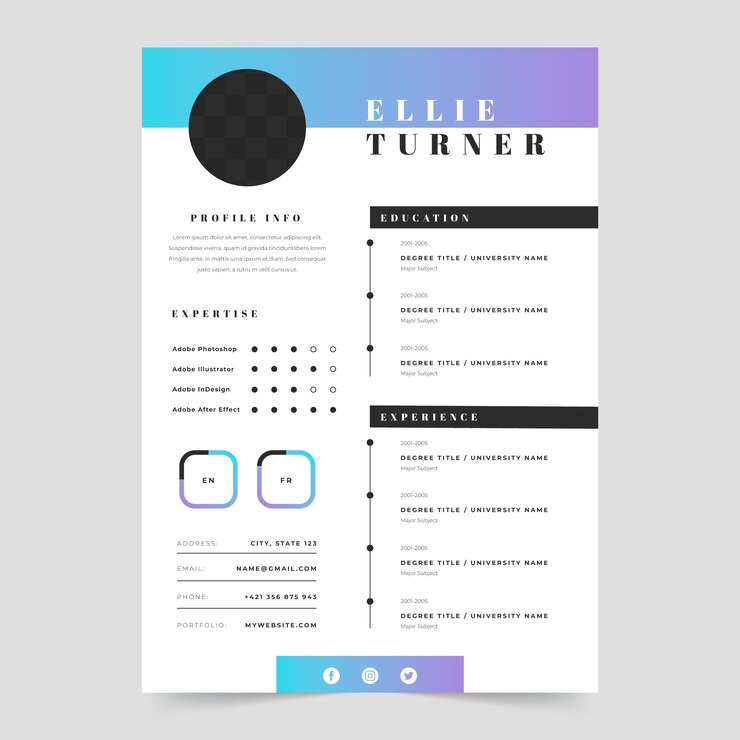 Free Vector gradient cv template design