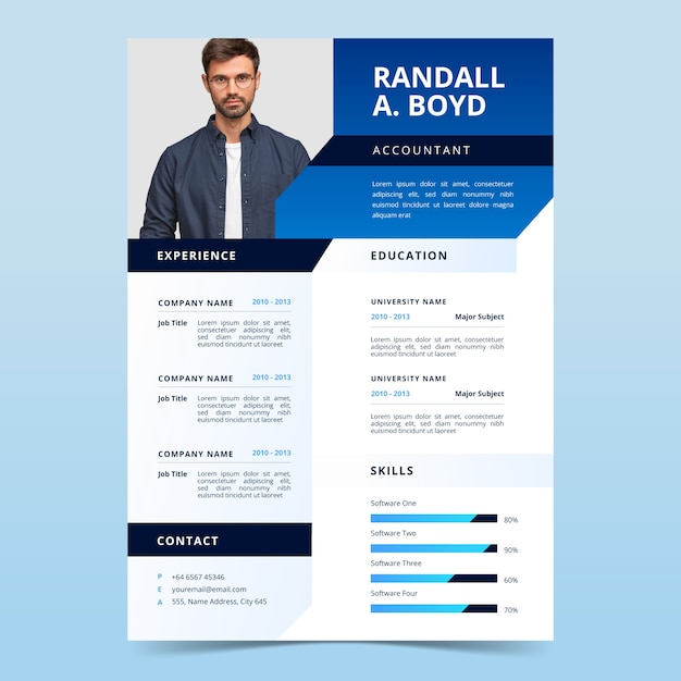 Vettore gratuito design del modello cv gradiente