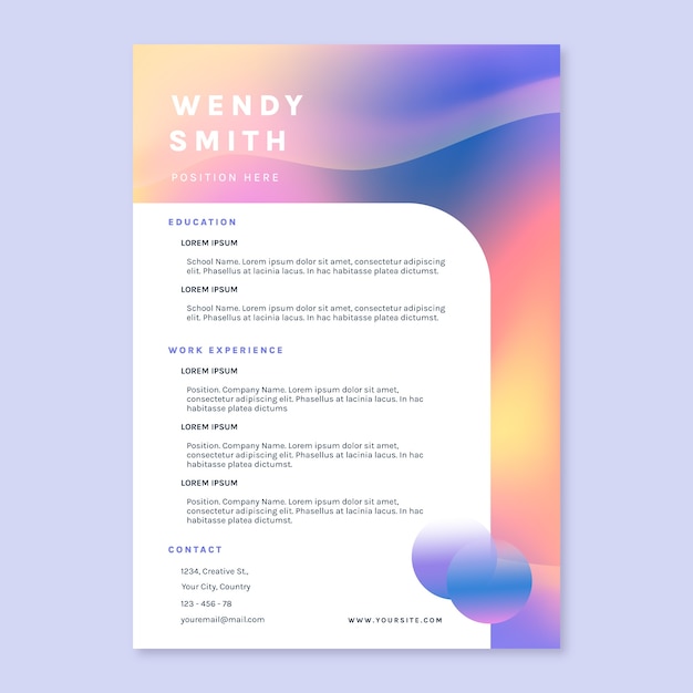 Free vector gradient cv template design