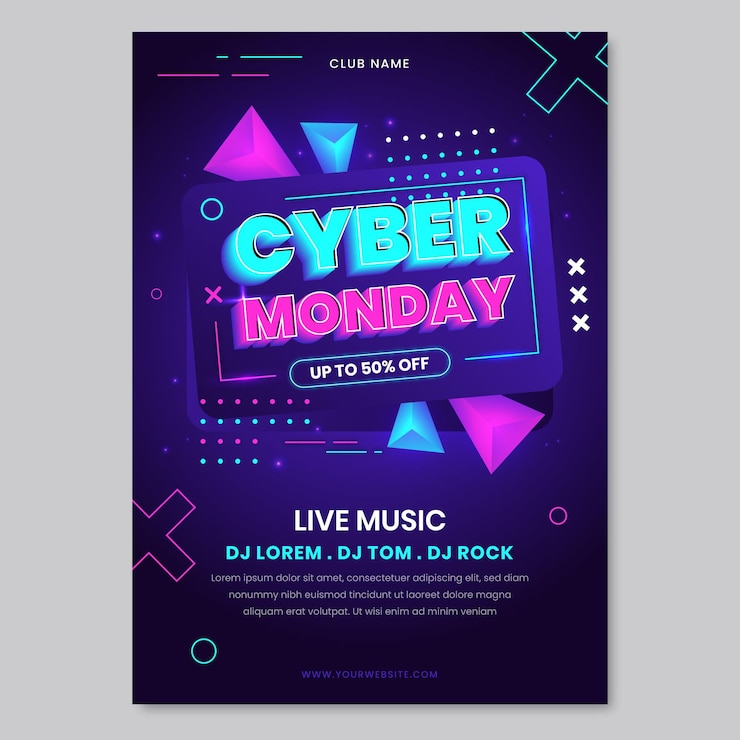 Free Vector gradient cyber monday gradient poster template