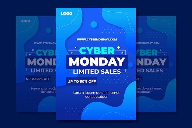 Gradient cyber monday gradient poster template