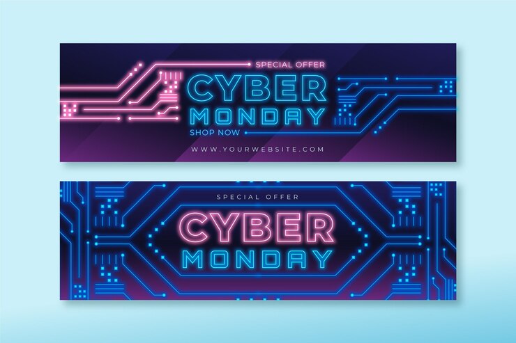 Free Vector gradient cyber monday horizontal banners set