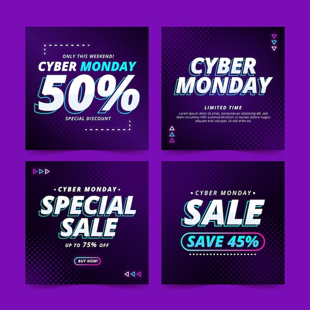 Raccolta di post di Instagram Gradient Cyber Monday