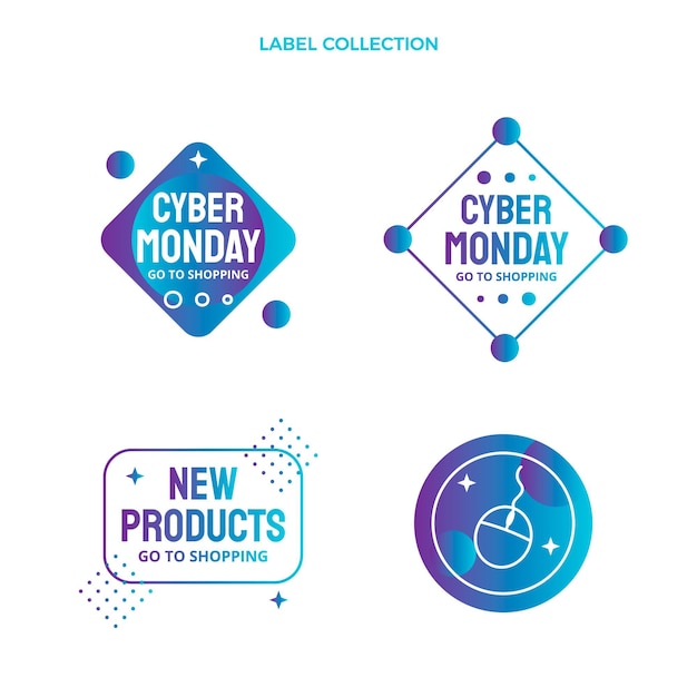 Free vector gradient cyber monday label collection