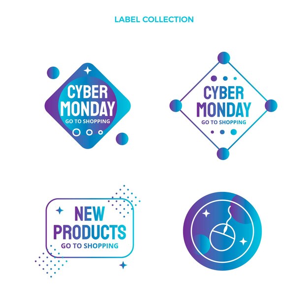 Gradient cyber monday label collection