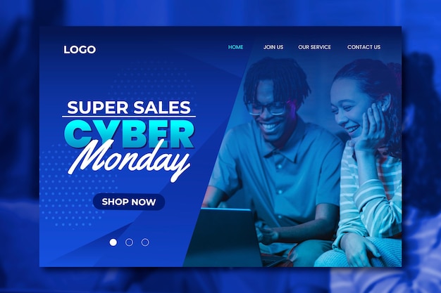 Free vector gradient cyber monday landing page template