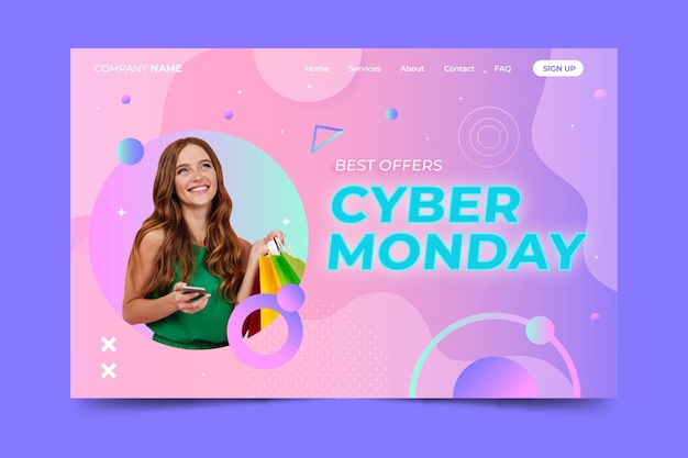 Gradient cyber monday landing page template