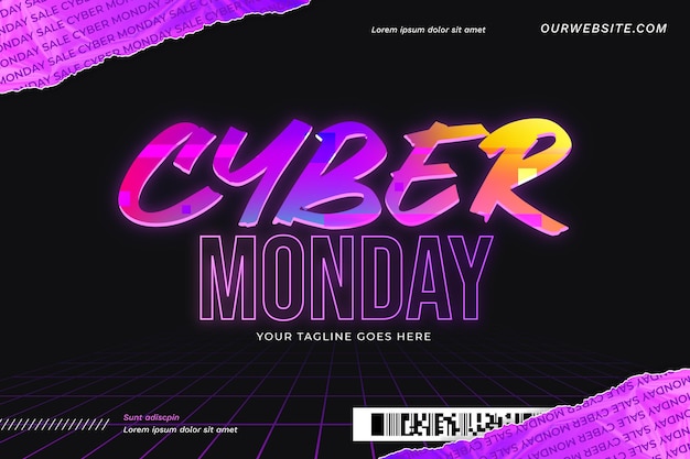 Free vector gradient cyber monday neon lettering