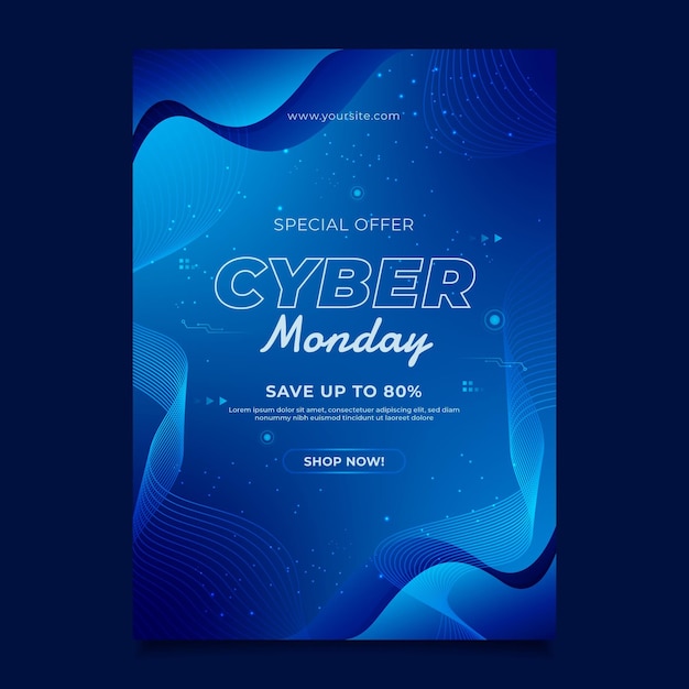 Free vector gradient cyber monday vertical poster template