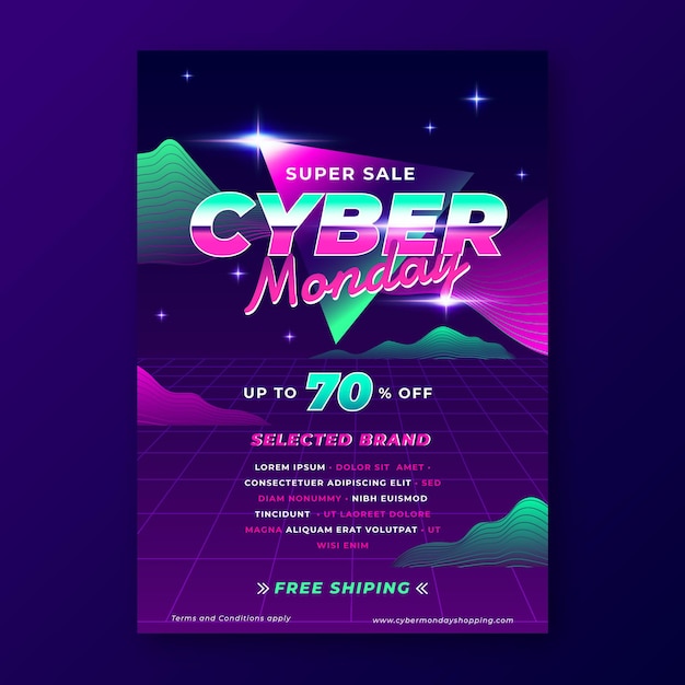 Modello di poster verticale del cyber lunedì sfumato