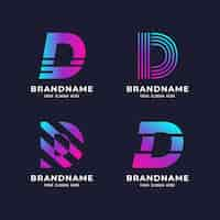 Free vector gradient d logo template collection