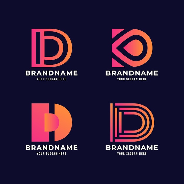 Free vector gradient d logo template collection