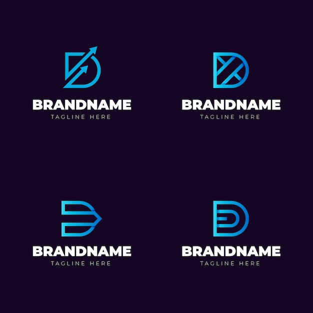 Gradient d logo template collection