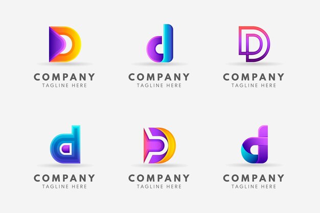 Gradient d logo template collection