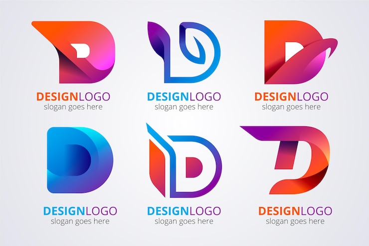 Free Vector gradient d logo template collection