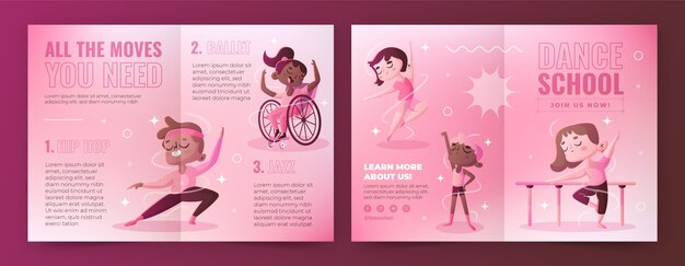 Gradient dance school brochure template