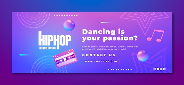 Free vector gradient dance school facebook cover