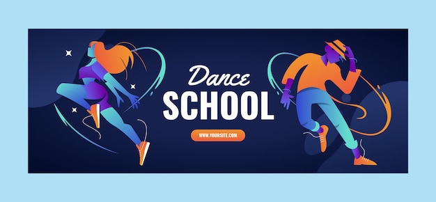 Free vector gradient dance school facebook cover