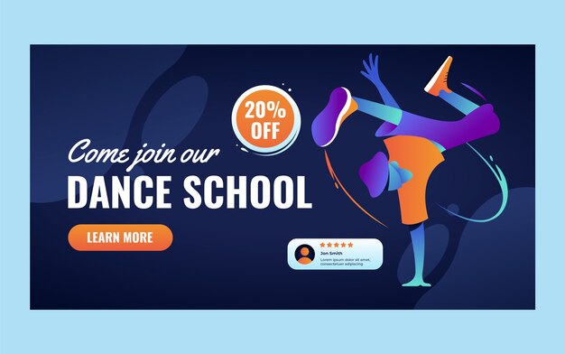 gradient dance school facebook template