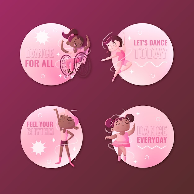 Gradient dance school labels template