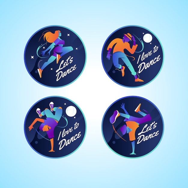 Free vector gradient dance school labels template