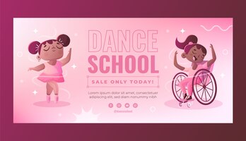 Шаблон баннера продажи школы танцев градиента