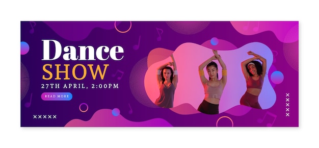 Free vector gradient dance show facebook cover