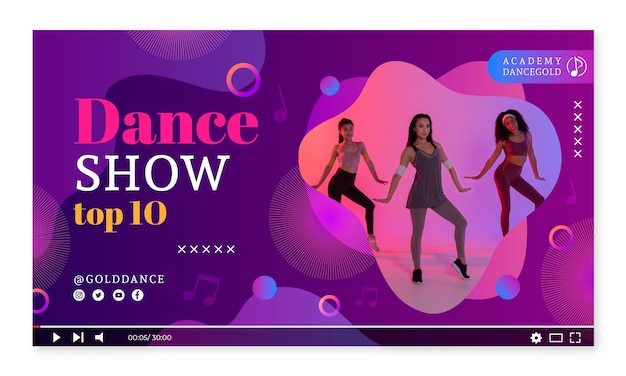 Gradient dance show youtube thumbnail template