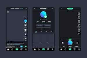 Free vector gradient dark mode app template