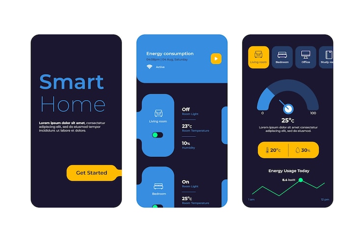 Free Vector gradient dark mode app template