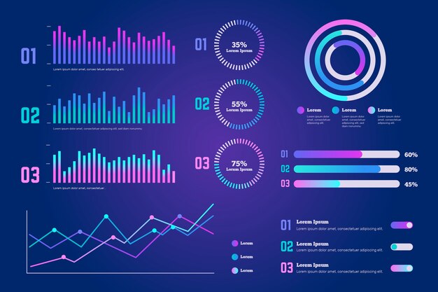 gradient dashboard template element collection