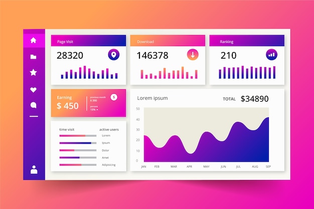 Free vector gradient dashboard user panel