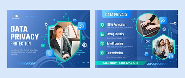 グラデーションデータプライバシーパンフレットテンプレート