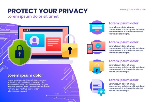 グラデーションデータプライバシーインフォグラフィックテンプレート