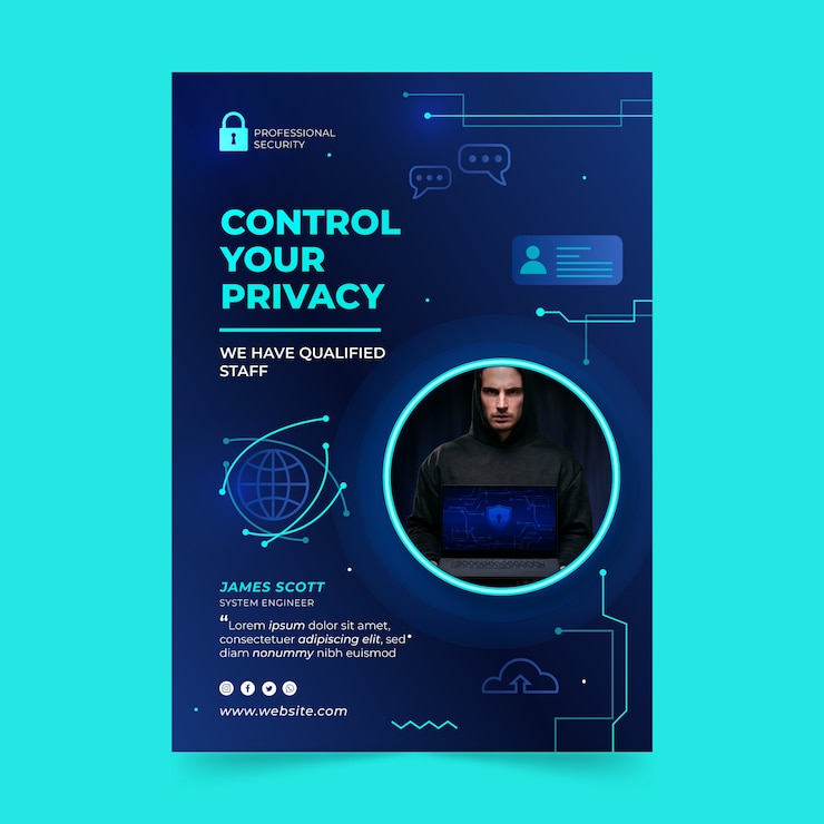Free Vector gradient data privacy poster template