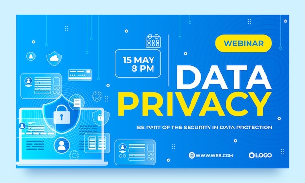 無料ベクター gradient data privacy webinar template