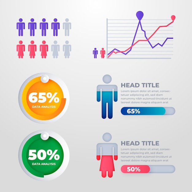 Vettore gratuito gradiente di progettazione del grafico demografico