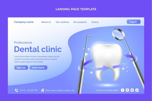 Gradient dental care landing page template