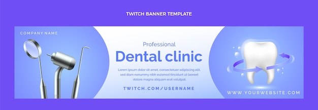 Free vector gradient dental care twitch banner template