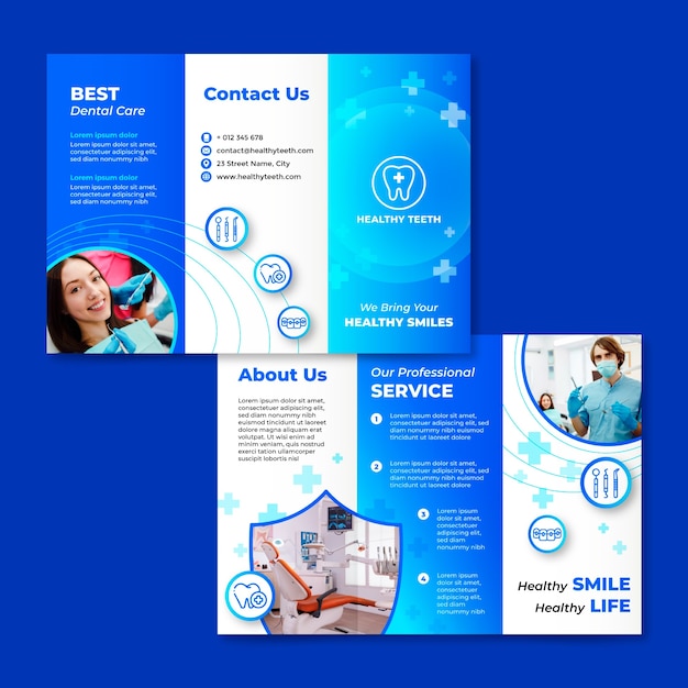 Free vector gradient dental clinic brochure template