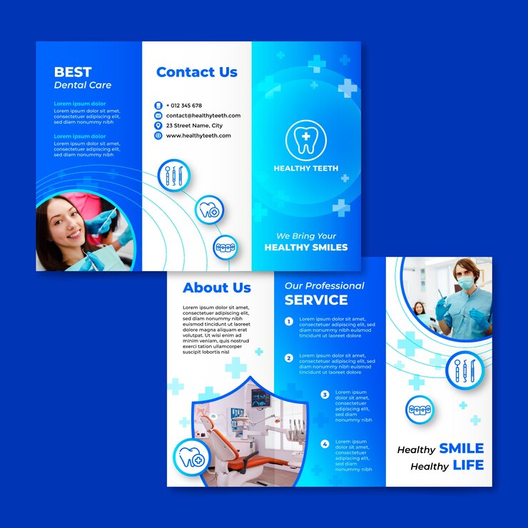 Free Vector gradient dental clinic brochure template