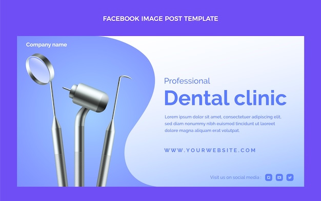 Vettore gratuito post su facebook della clinica dentale gradiente