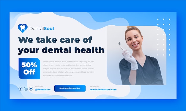 Free vector gradient dental clinic facebook template