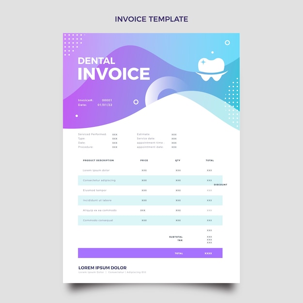 Modello di fattura clinica odontoiatrica gradiente