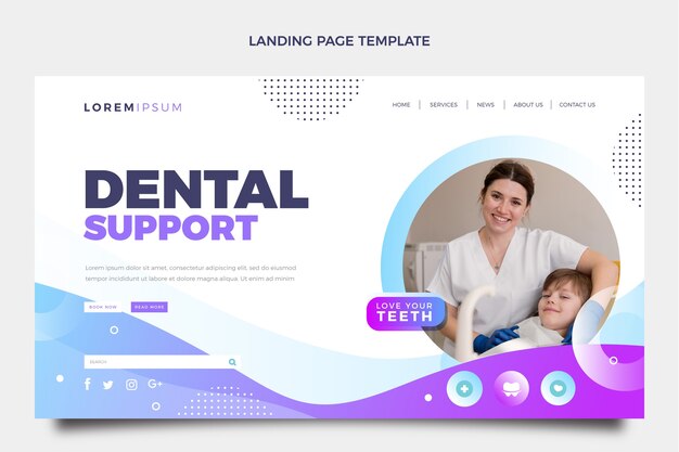 Gradient dental clinic landing page template